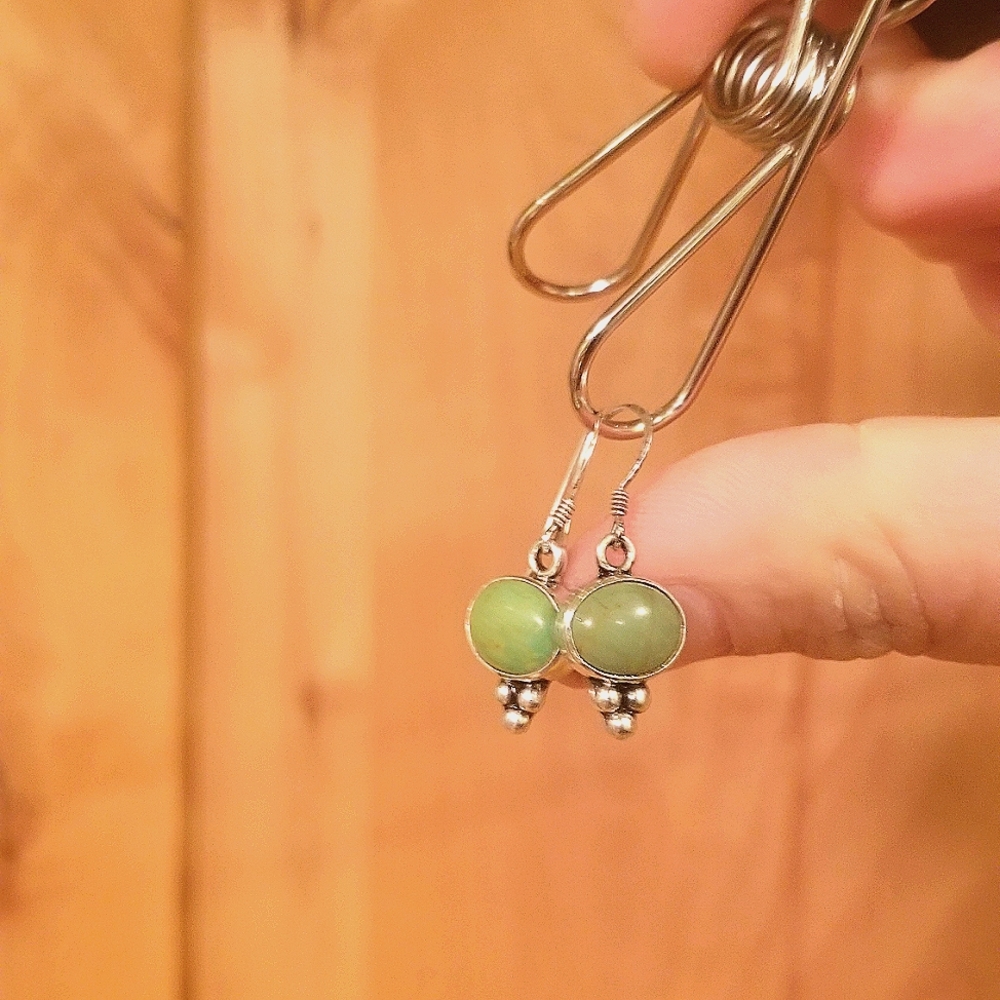 Turquoise and sterling silver earrings stamped